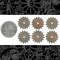 Verdigris Finished Brass 20mm Floral Patterned Etched Steampunk Solid Wheels Gears Charms - Set of Six - V-PG05